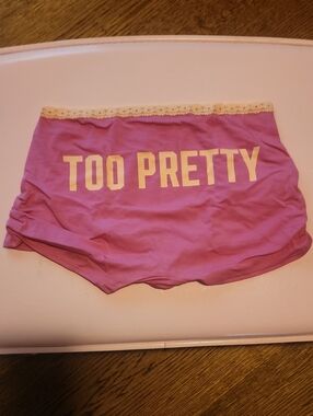 NWT Dorm Boyshorts With Side Ruffles. Too Pretty Graphic. Size: M